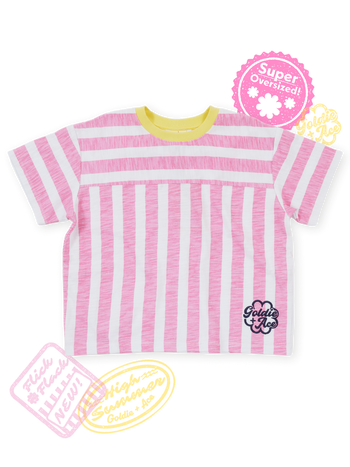 Flick Flack Stripe Tee Pink