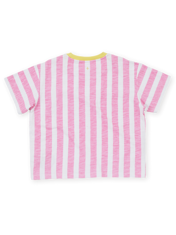 Flick Flack Stripe Tee Pink