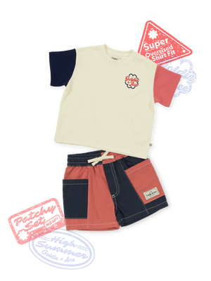 The Cream & Navy Patchy Set