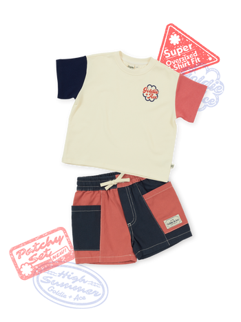 The Cream & Navy Patchy Set