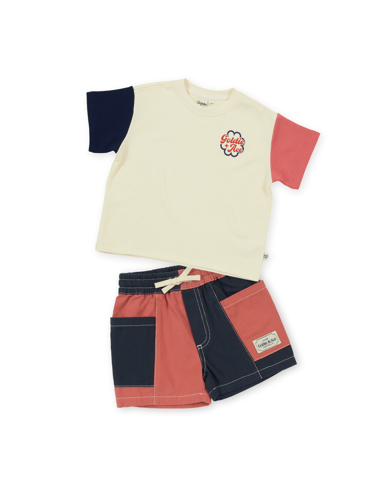 The Cream & Navy Patchy Set