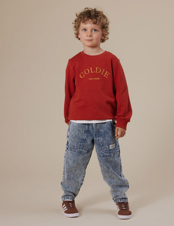 Goldie Crew Embroidered Sweater Red