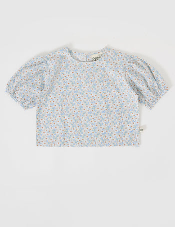 Daisy Blue Puff Sleeve Top