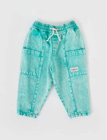 Kit Denim Pocket Pant Turquoise