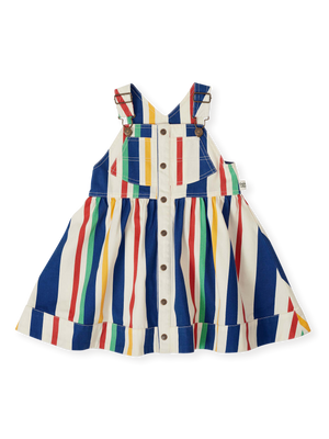 90's Bold Stripe Heidi Denim Pinafore Dress