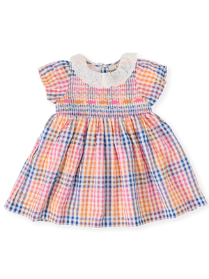 Rainbow Gingham Flo Smocked Dress