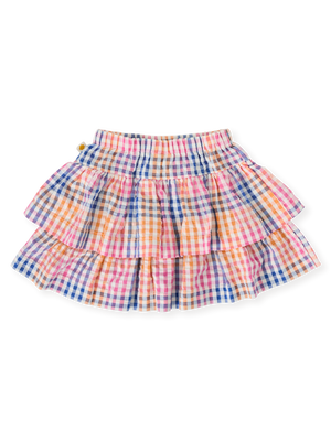 Rainbow Gingham Ria Ruffle Skirt