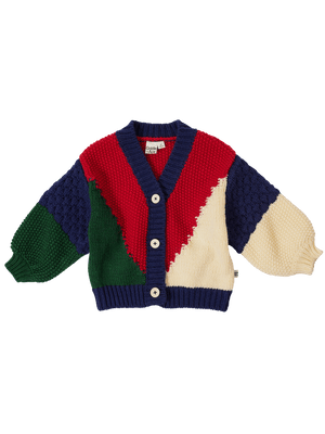 Colour Block Knit Cardigan Primary