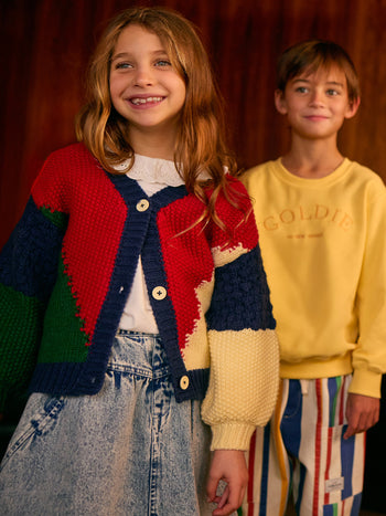Colour Block Knit Cardigan Primary