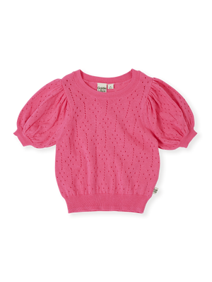 Pointelle Puff Knit Top