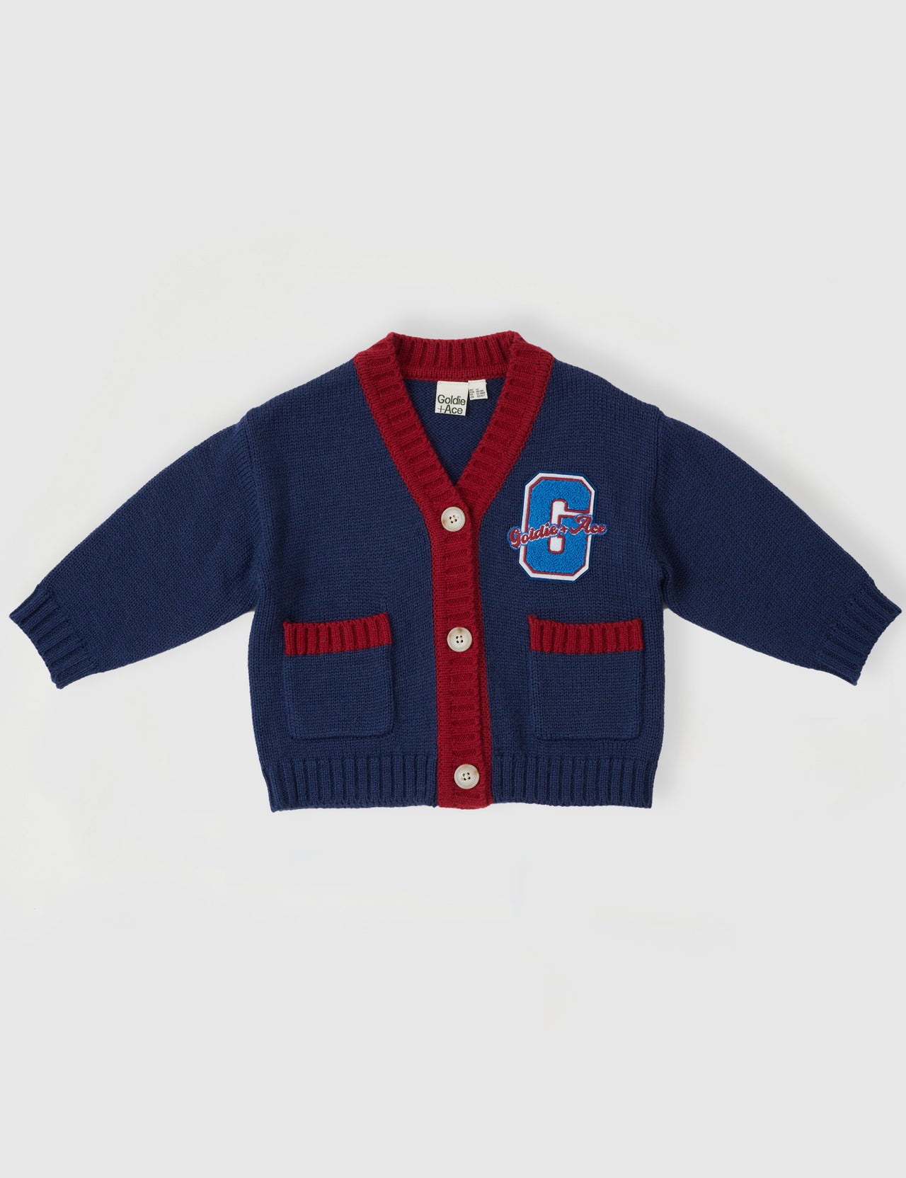 Harry Varsity Knit Cardigan Navy