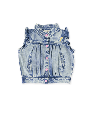 Elodie Embroidered Denim Vest