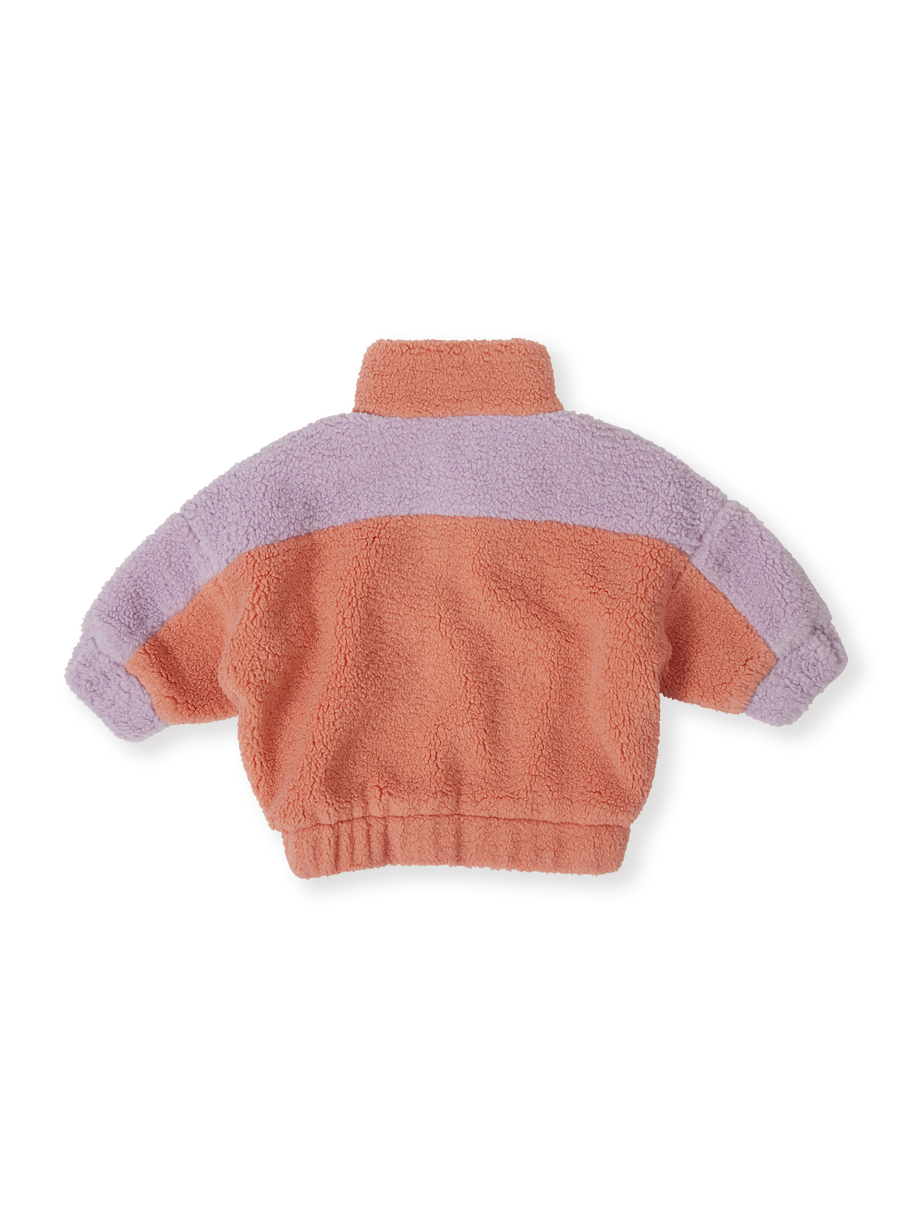 The Goldie + Ace Frankie Sherpa Jacket in Lilac/Peach/Mint pictured on a transparent background. The material is poly with cotton lining. It is a jacket made for babies, toddlers and kids.
