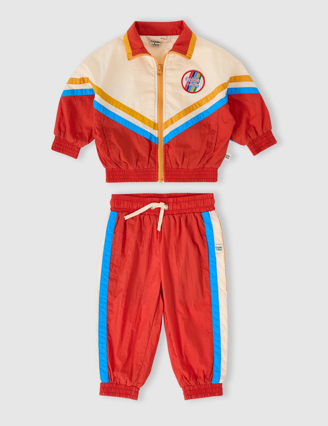 The Retro Lightweight Tracksuit Set - Red