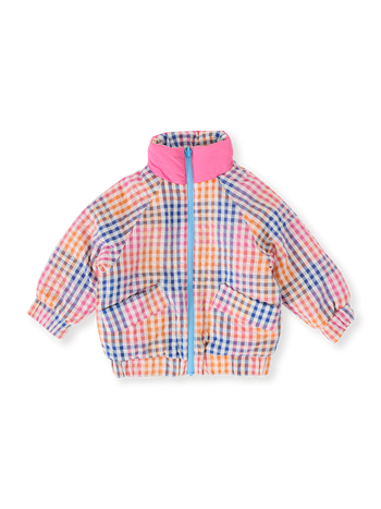 Rainbow Gingham Reversible Puffer Jacket