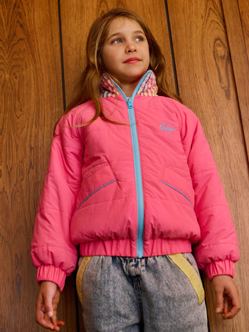 Rainbow Gingham Reversible Puffer Jacket