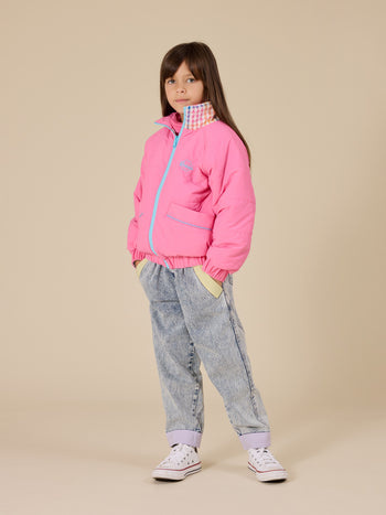 Rainbow Gingham Reversible Puffer Jacket