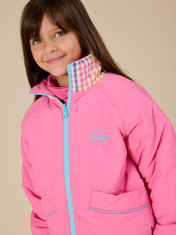 Rainbow Gingham Reversible Puffer Jacket