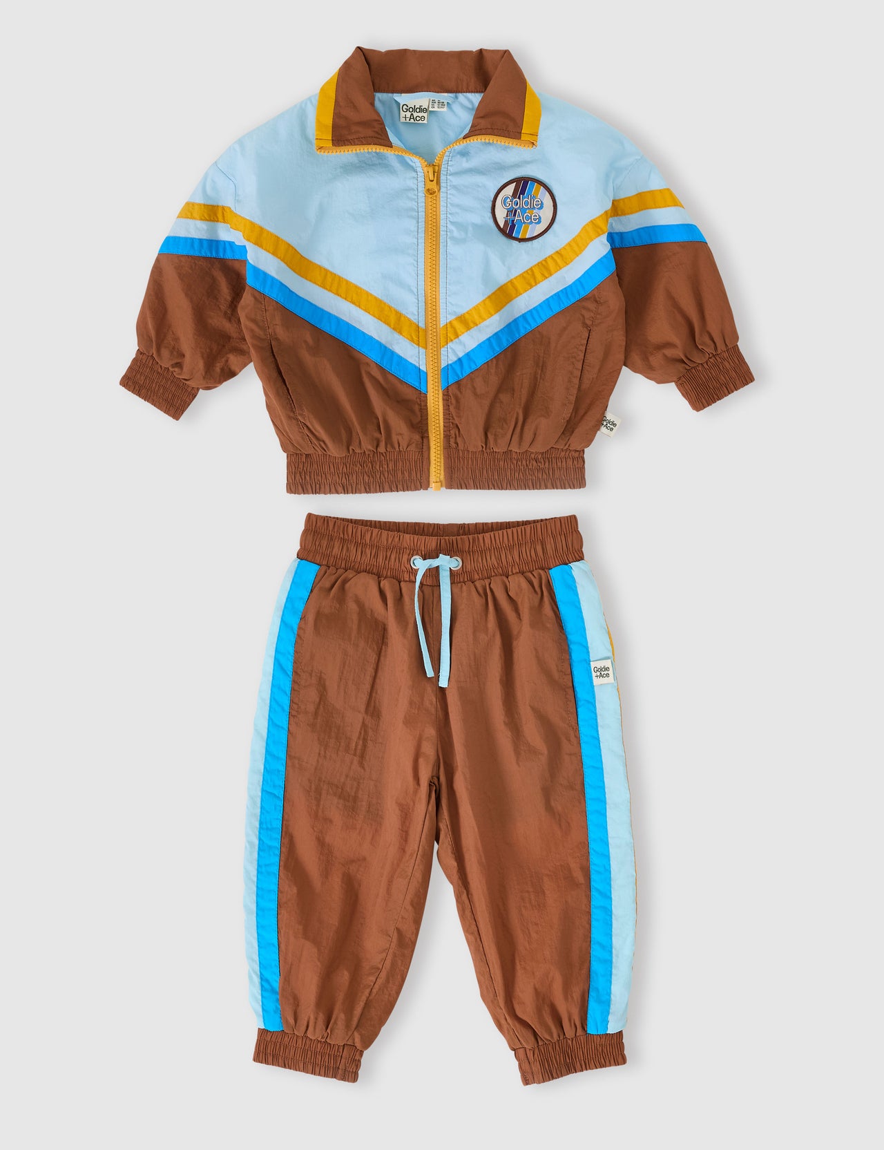 The Retro Lightweight Tracksuit Set - Brown