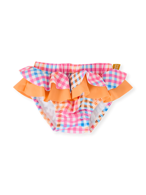 Rainbow Gingham Frill Waist Swim Nappy