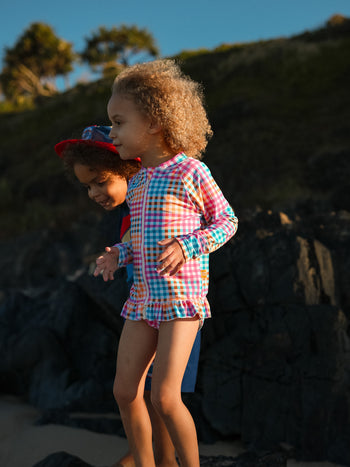 Rainbow Gingham Frill Waist Bikini Bottom