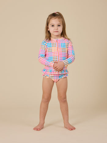 Rainbow Gingham Frill Waist Bikini Bottom