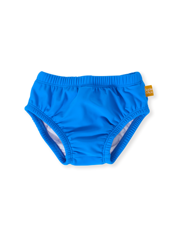 The Goldie + Ace Nautical Swim Nappy in Blue pictured on a transparent background. The material is . It is a swimwear made for babies, toddlers and kids.