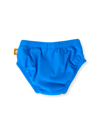 The Goldie + Ace Nautical Swim Nappy in Blue pictured on a transparent background. The material is . It is a swimwear made for babies, toddlers and kids.
