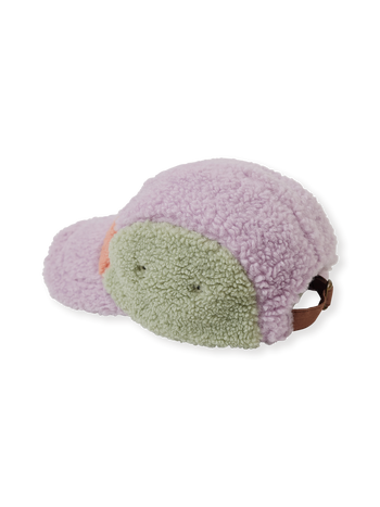 The Goldie + Ace Blair Sherpa Cap in Lilac/Peach/Mint pictured on a transparent background. The material is poly with cotton lining. It is a accessory made for babies, toddlers and kids.