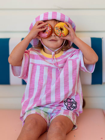 Flick Flack Stripe Tee Pink