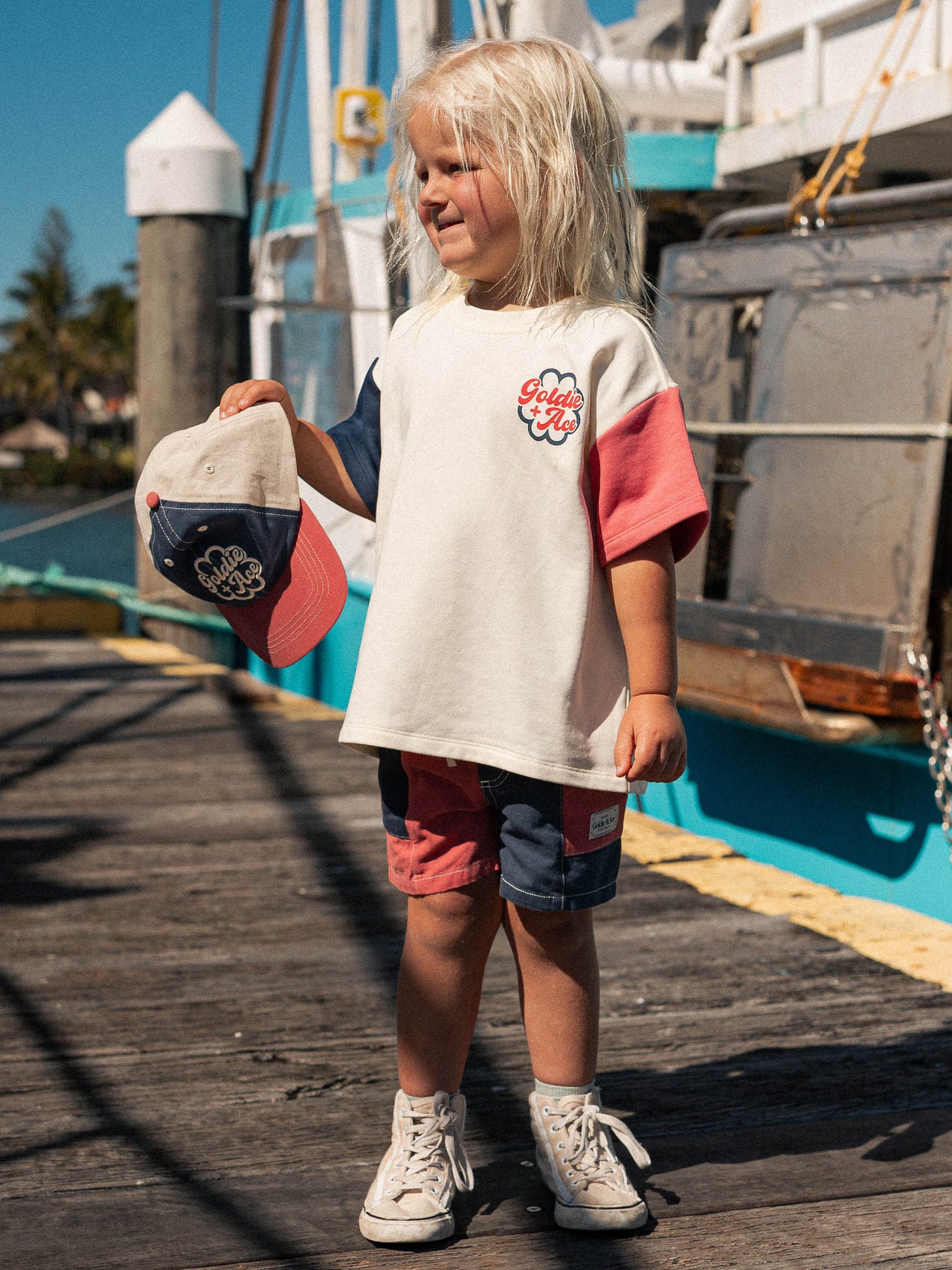 The Cream & Navy Patchy Set