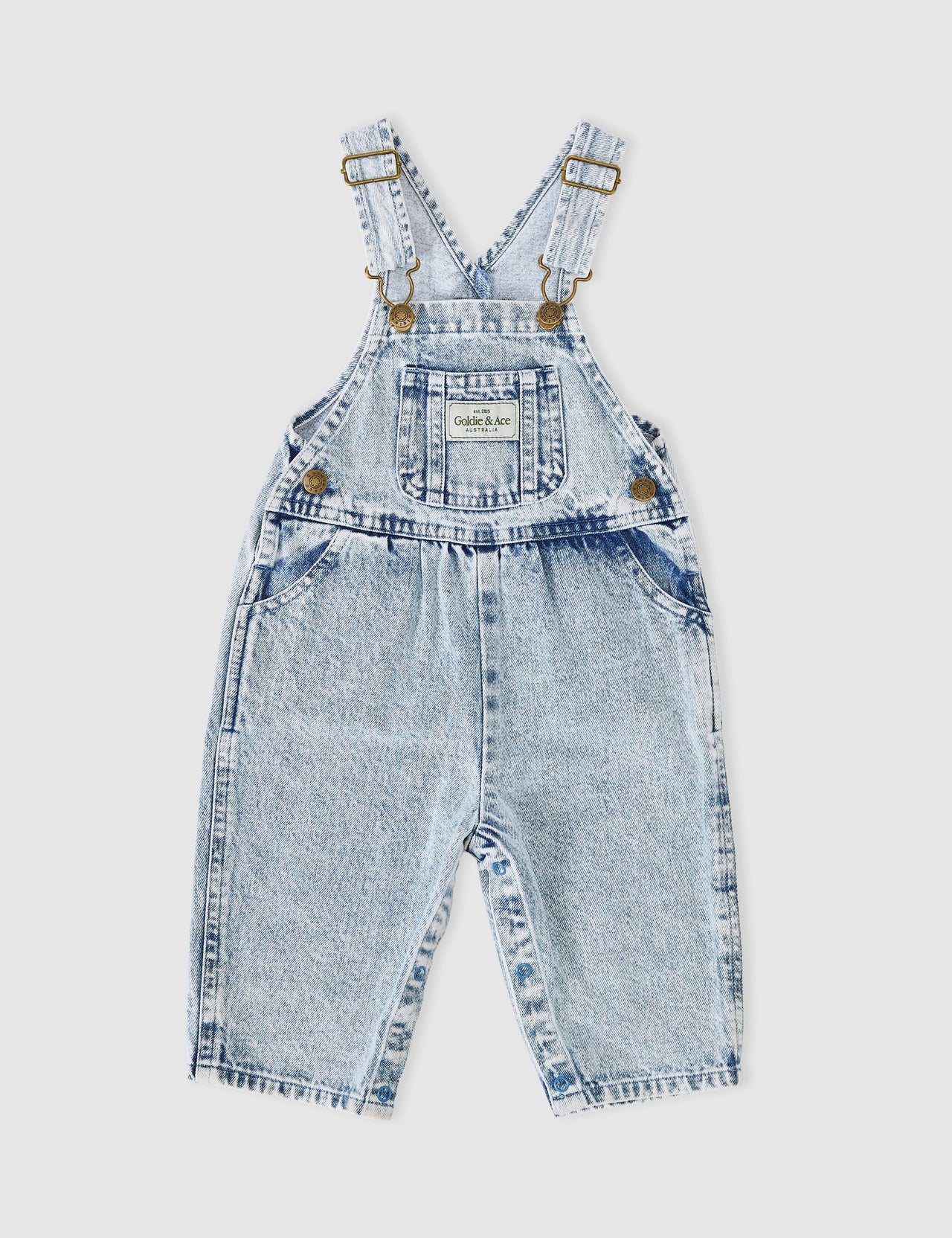 Austin Vintage Washed Denim Overalls Light Denim