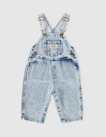 Austin Vintage Washed Denim Overalls Light Denim