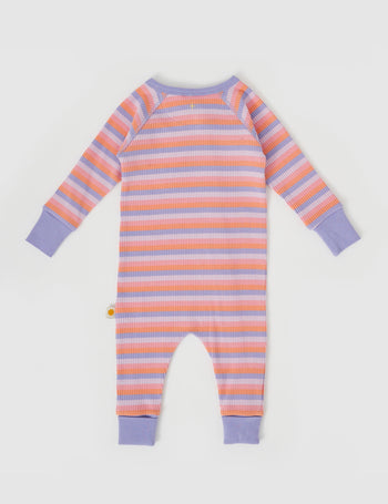 Tutti Frutti Stripe Rib Zipsuit Purple Multi