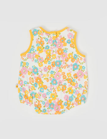 Flower Child Bubble Romper Yellow Multi