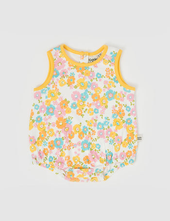 Flower Child Bubble Romper Yellow Multi