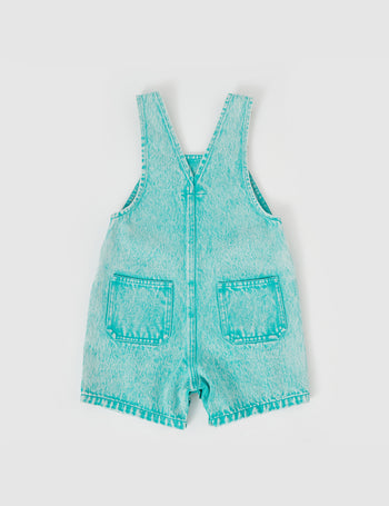 Burton Vintage Washed Denim Overalls Turquoise