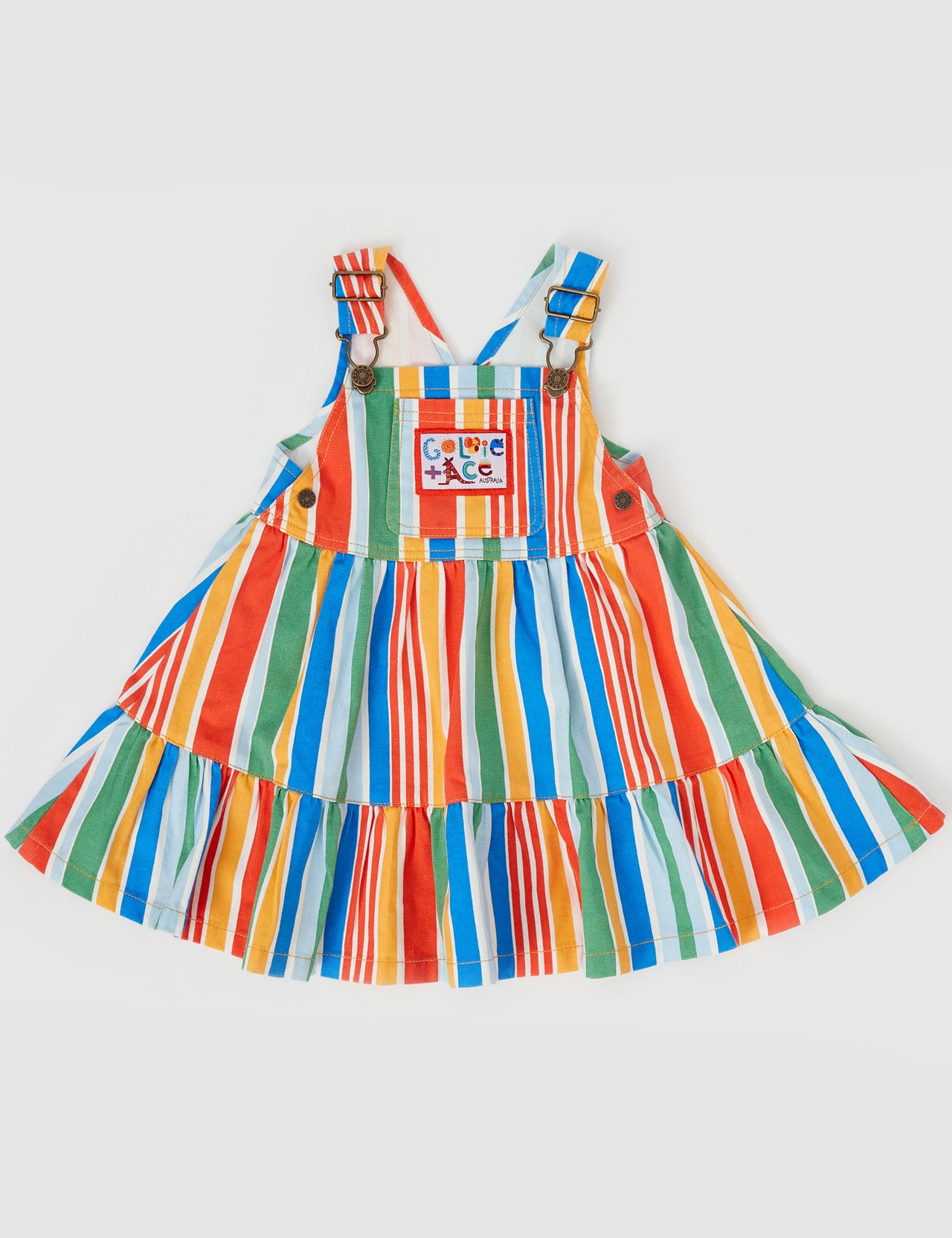 Tully Tiered Pinafore Dress Land Down Under Stripe Primary