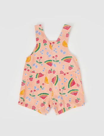 Burton Fruit Salad Linen Overalls Peach Multi