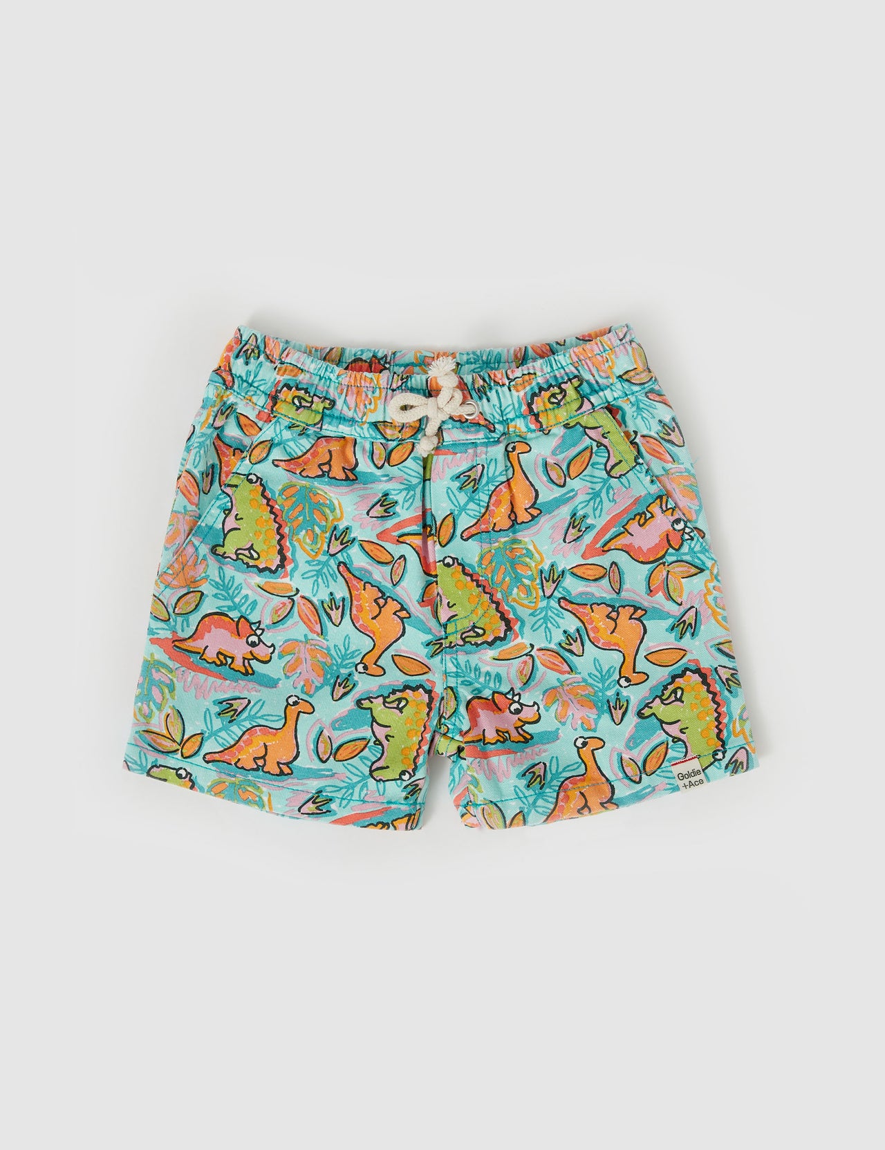 Noah Dino Jungle Denim Shorts Sea Foam