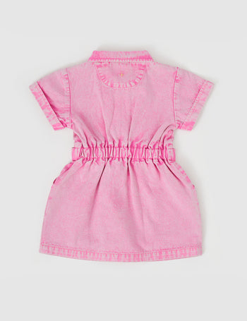 Piper Denim Belted Dress Bubblegum