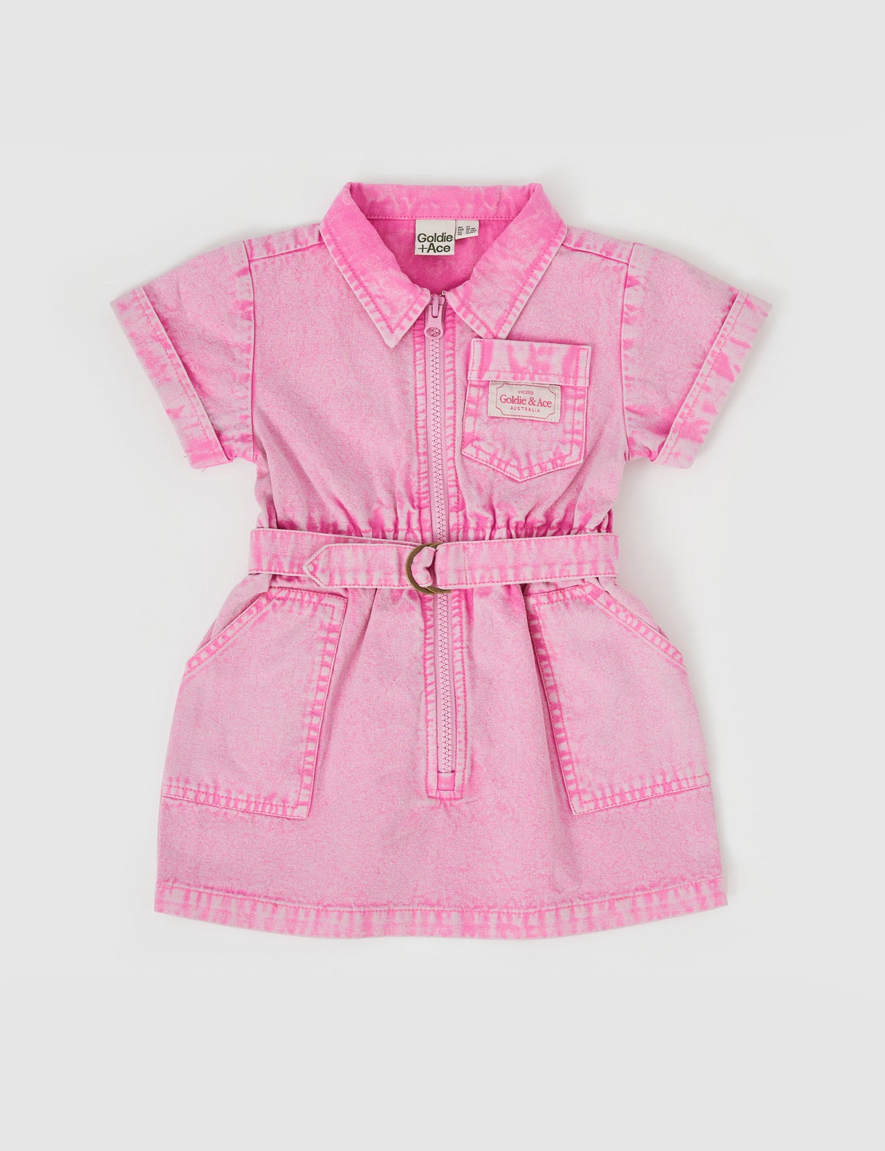 Piper Denim Belted Dress Bubblegum