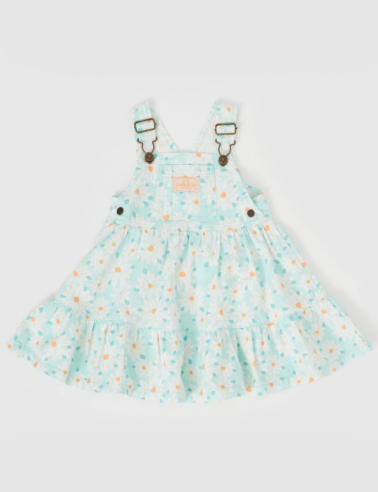 Tully Tiered Pinafore Dress Daisy Delight Lagoon