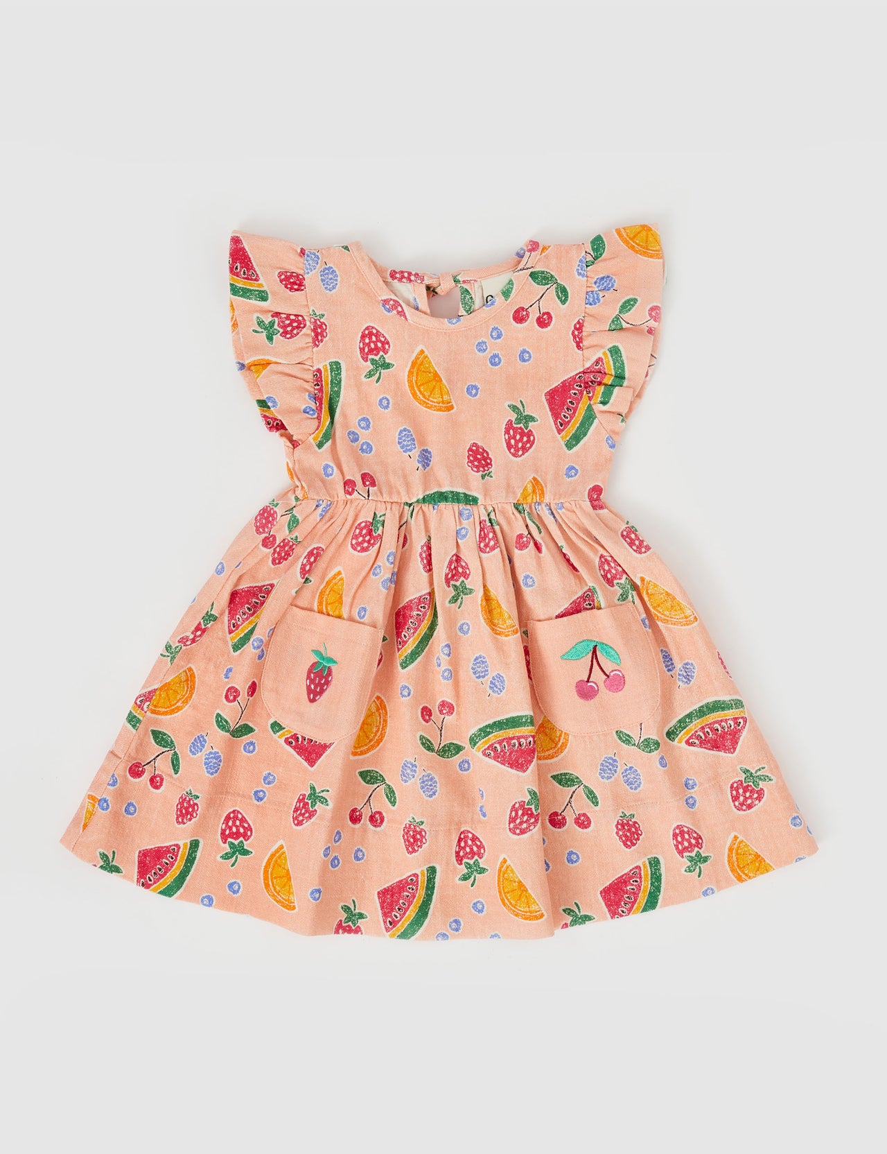 Lyla Linen Dress Fruit Salad Peach Multi