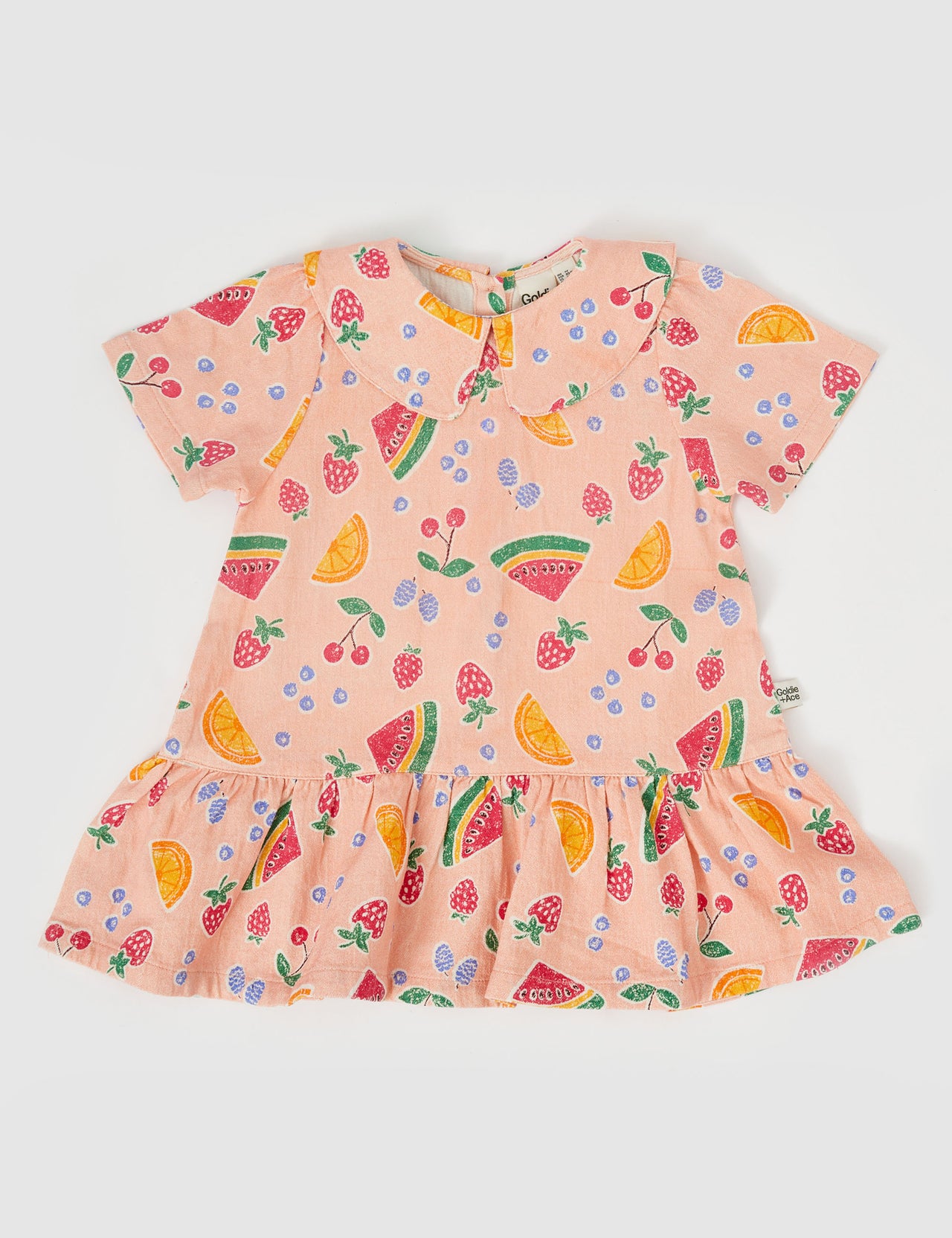 Mila Drop Waist Linen Dress Fruit Salad Peach Multi