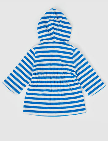 Little Fishy Terry Towelling Cover Up Azure Stripe