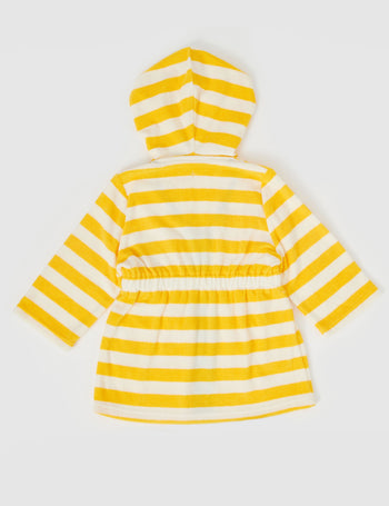 Little Fishy Terry Towelling Cover Up Lemon Stripe