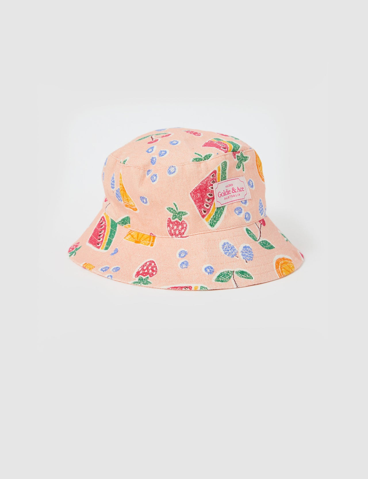 Goldie Fruit Salad Linen Bucket Hat Peach Multi