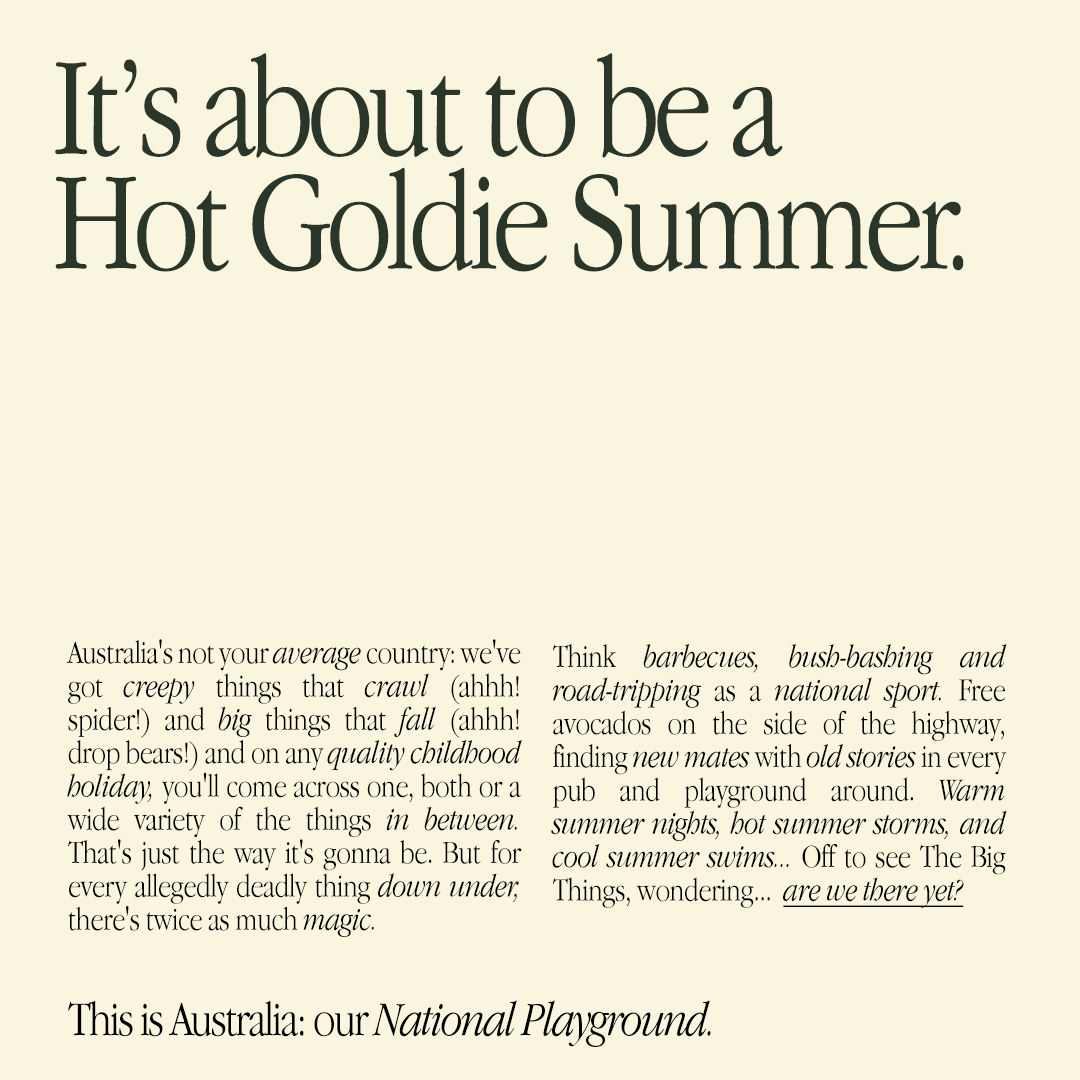 It's about to be a Hot Goldie Summer. Image shows an article describing the summer vibes in a 60s editorial style layout.