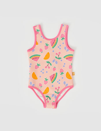 Fruit Scoop Back Bathers Peach Multi